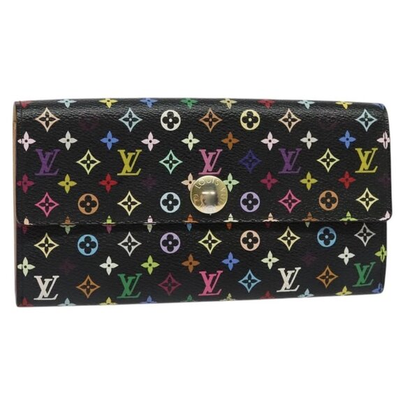 LOUIS VUITTON Multicolor Portefeiulle Sarah Long Wallet Black M60668 Auth 142359 - Picture 1 of 16